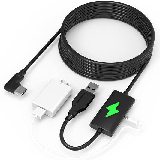 Premium 16FT Link Cable for Oculus Quest 2: Featuring Separate Charging Port for Ultra-Durable Power, USB 3.0 Type A to C Cable for VR Headset Accessories and Gaming PC - Perfect Design for an Enhanced VR Experience.