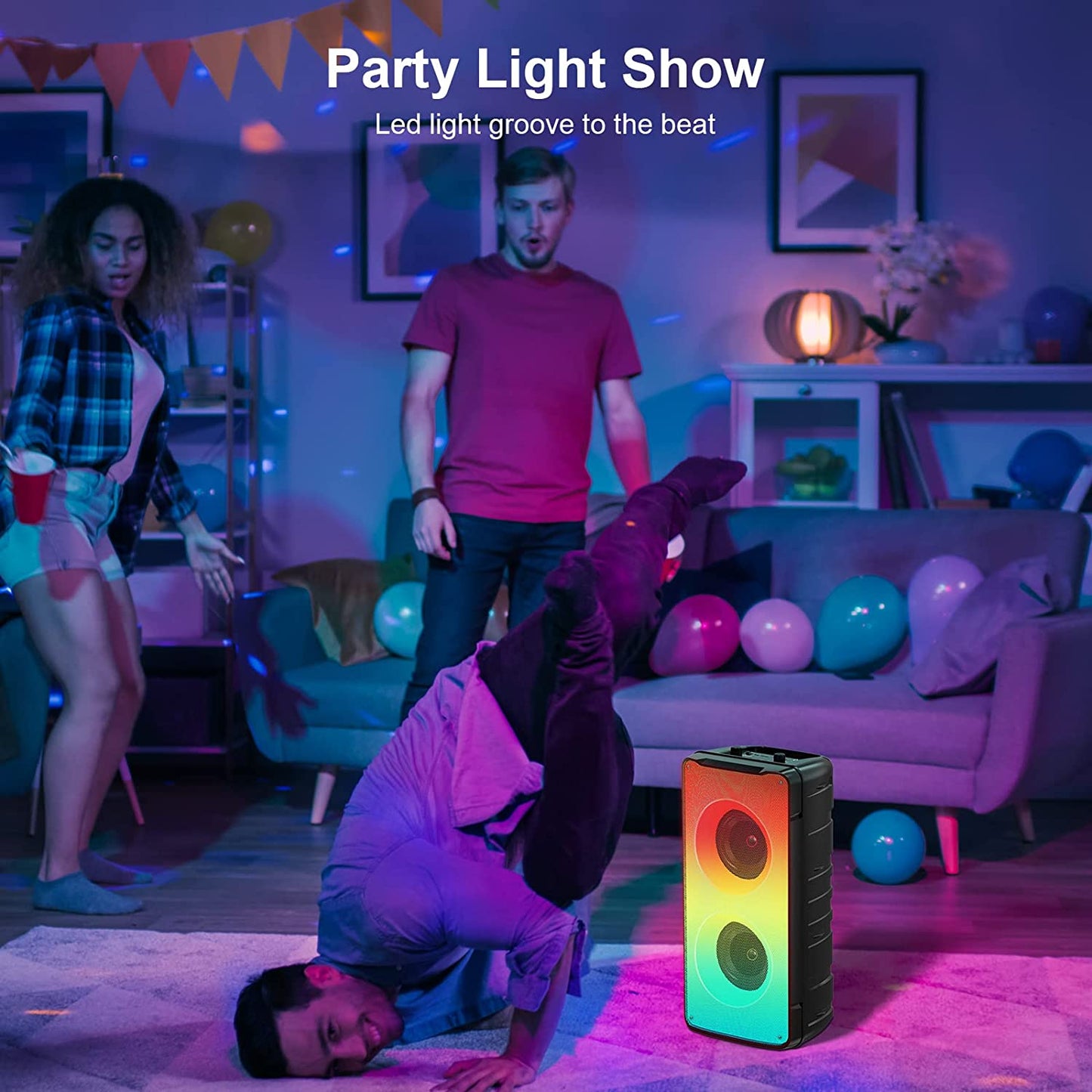 Bluetooth Speakers: 60W (80W Peak) Portable Loud Wireless Stereo Speaker with Rich Bass, Bluetooth 5.0, FM Radio, Colorful Lights, TWS Pairing, 10000mAh Battery. Perfect Outdoor Speaker for Home Parties and Gifts.