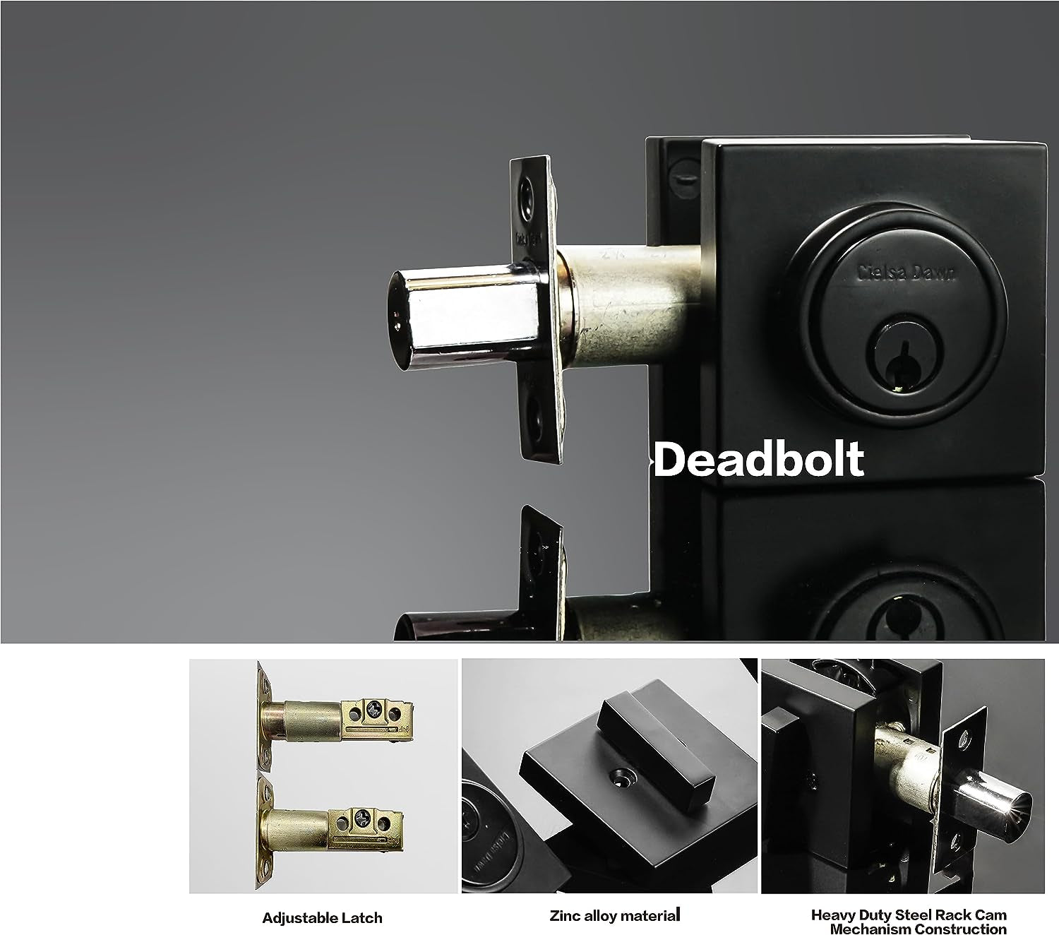 Modern Matte Black Entry Lever Door Locks with Deadbolt - Includes Square Exterior Front Door Handle and Single Cylinder Deadbolt as a Set.