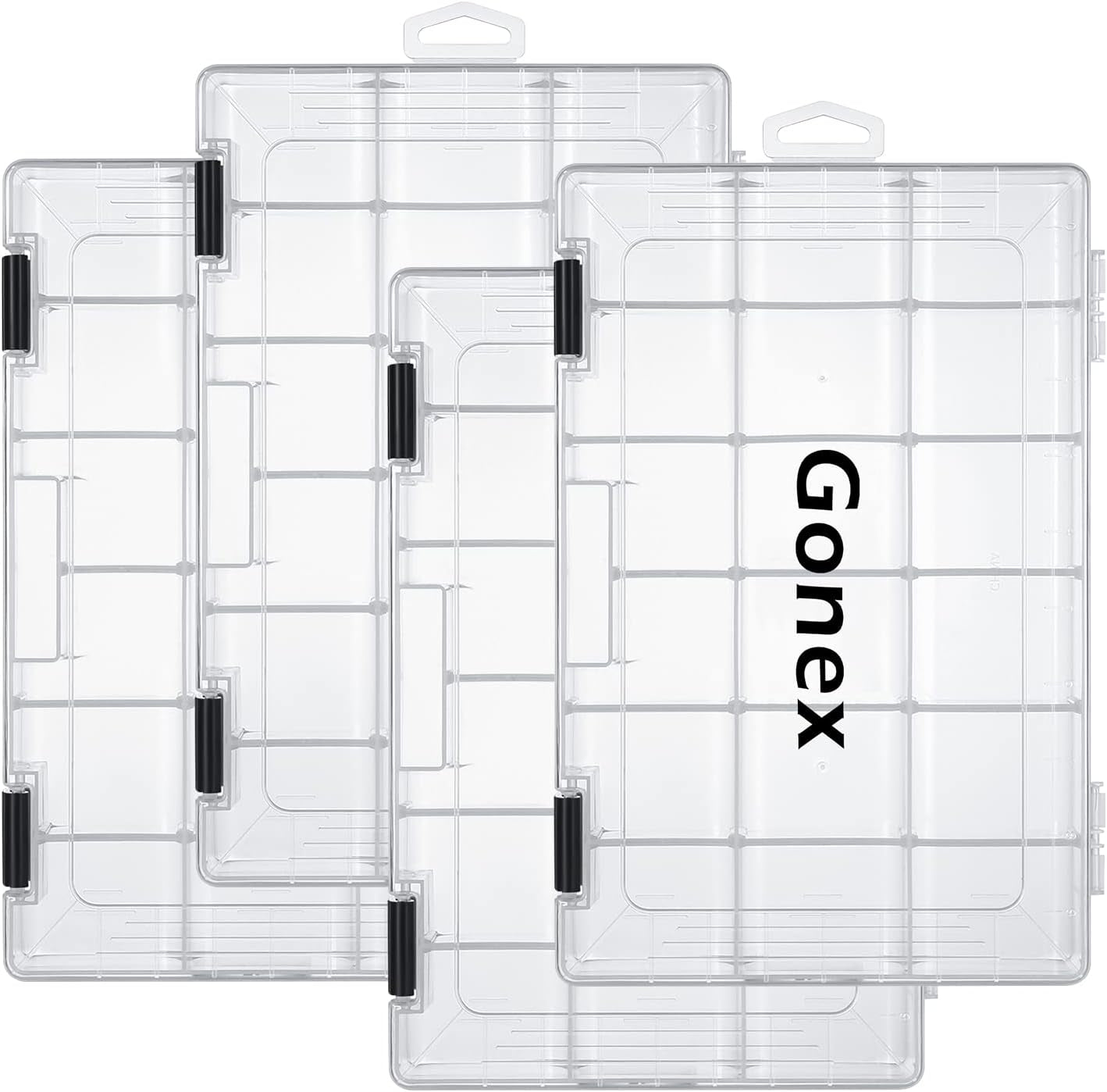 Transparent Fishing Tackle Boxes with Adjustable Dividers - 3600/3700 Tackle Trays for Efficient Fish Tackle Storage - Plastic Box Organizer - Available in 3 or 4 Packs
