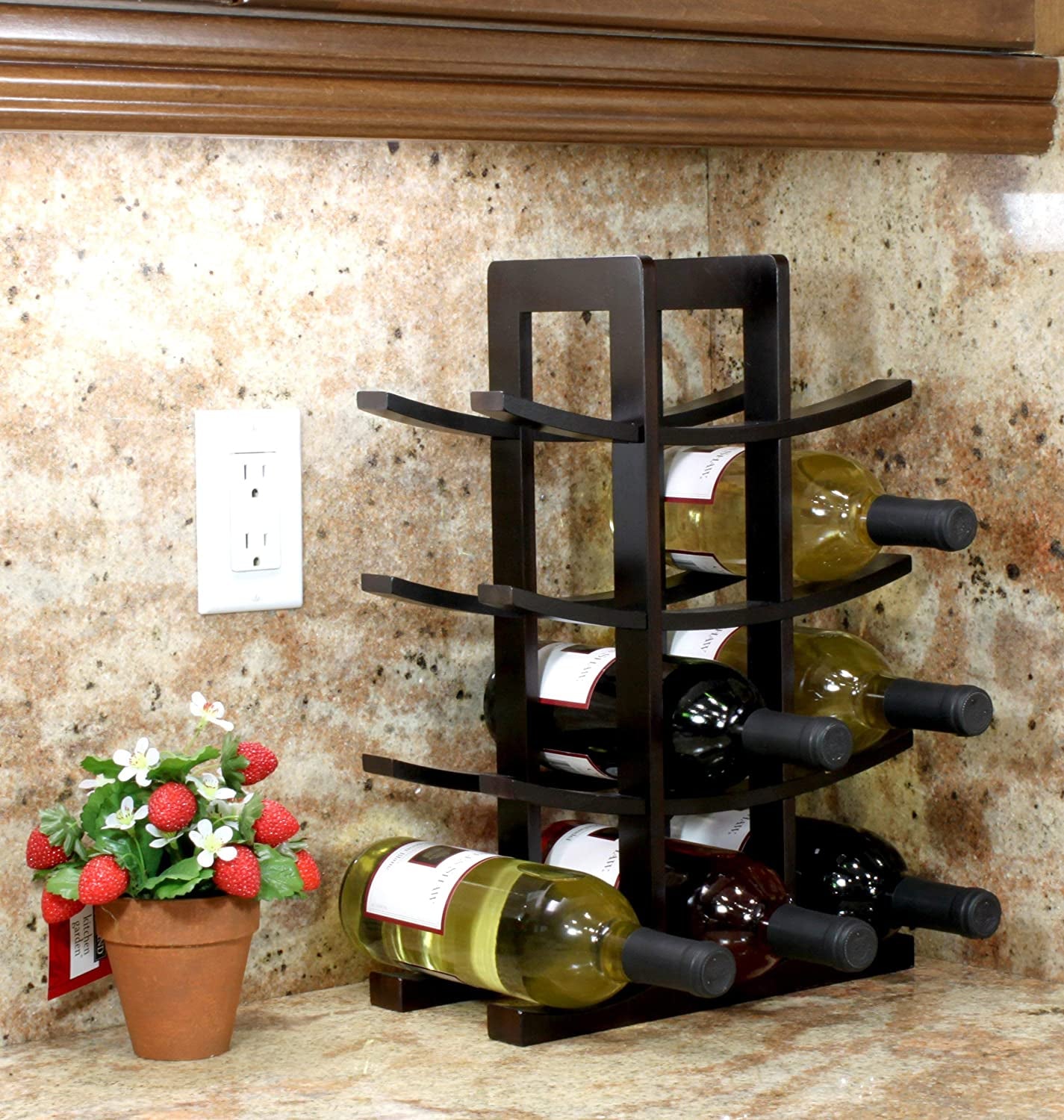 Bamboo 12-Bottle Dark Espresso Wine Rack