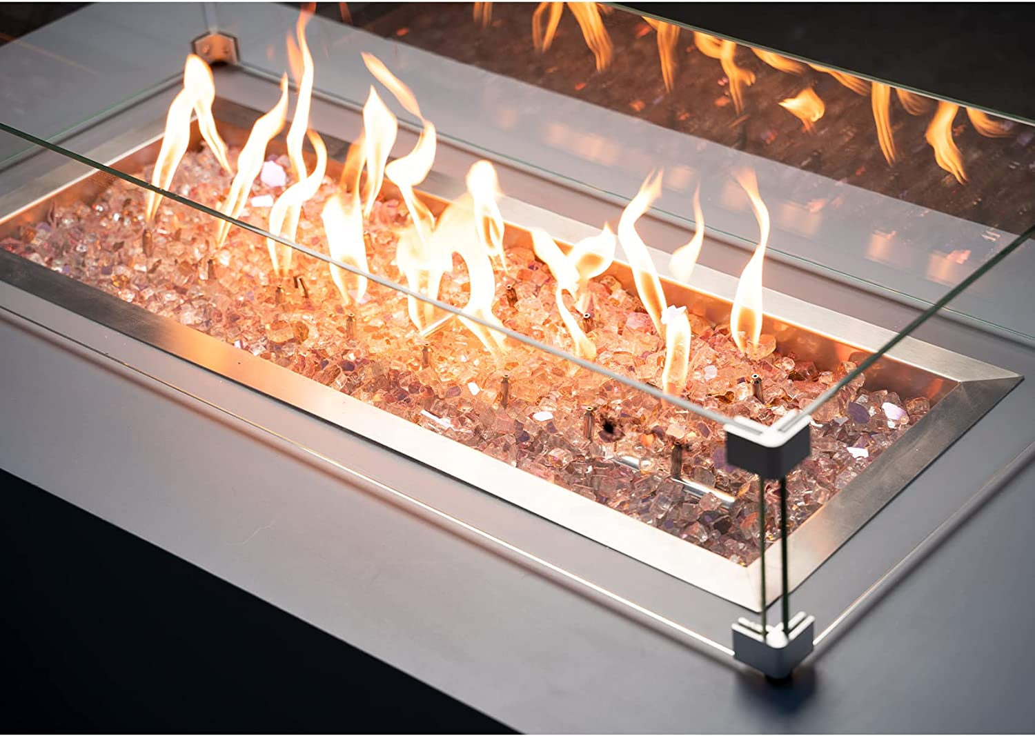 10-Pound Rose Gold Reflective Tempered Fire Glass - 1/2 inch for Fireplace Fire Pit