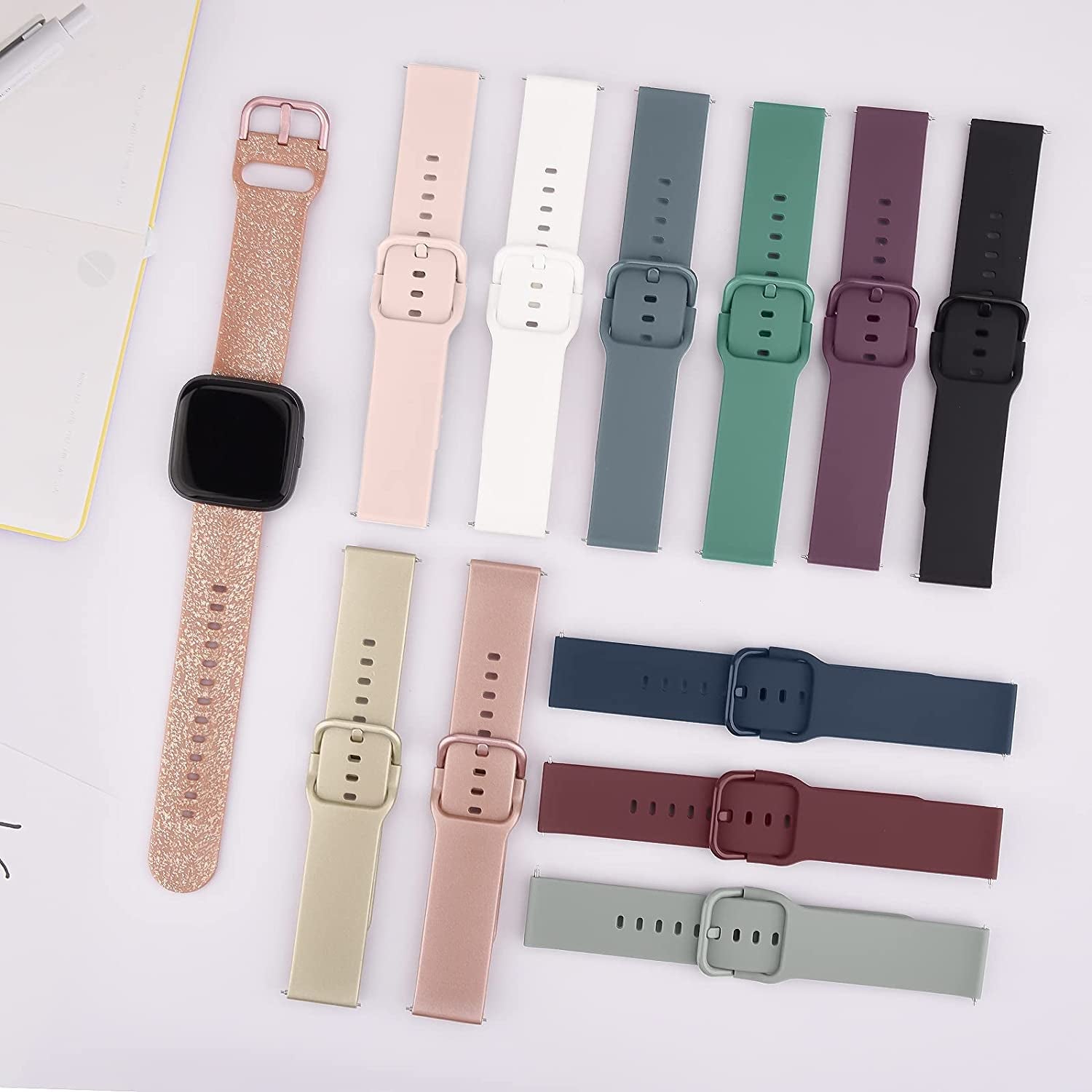 Silicone Bands For Fitbit Versa 2 Bands for Women Men - Soft Breathable Sport Replacement Wristbands for Fitbit Versa 2 / Fitbit Versa/Versa Lite/Versa SE (Black/Pink Sand/Grey/White)