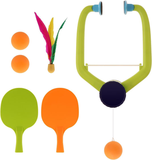 Indoor Hanging Table Tennis Trainer Set with Self Training, Pingpong Paddles, and Balls - Ping Pong Trainer