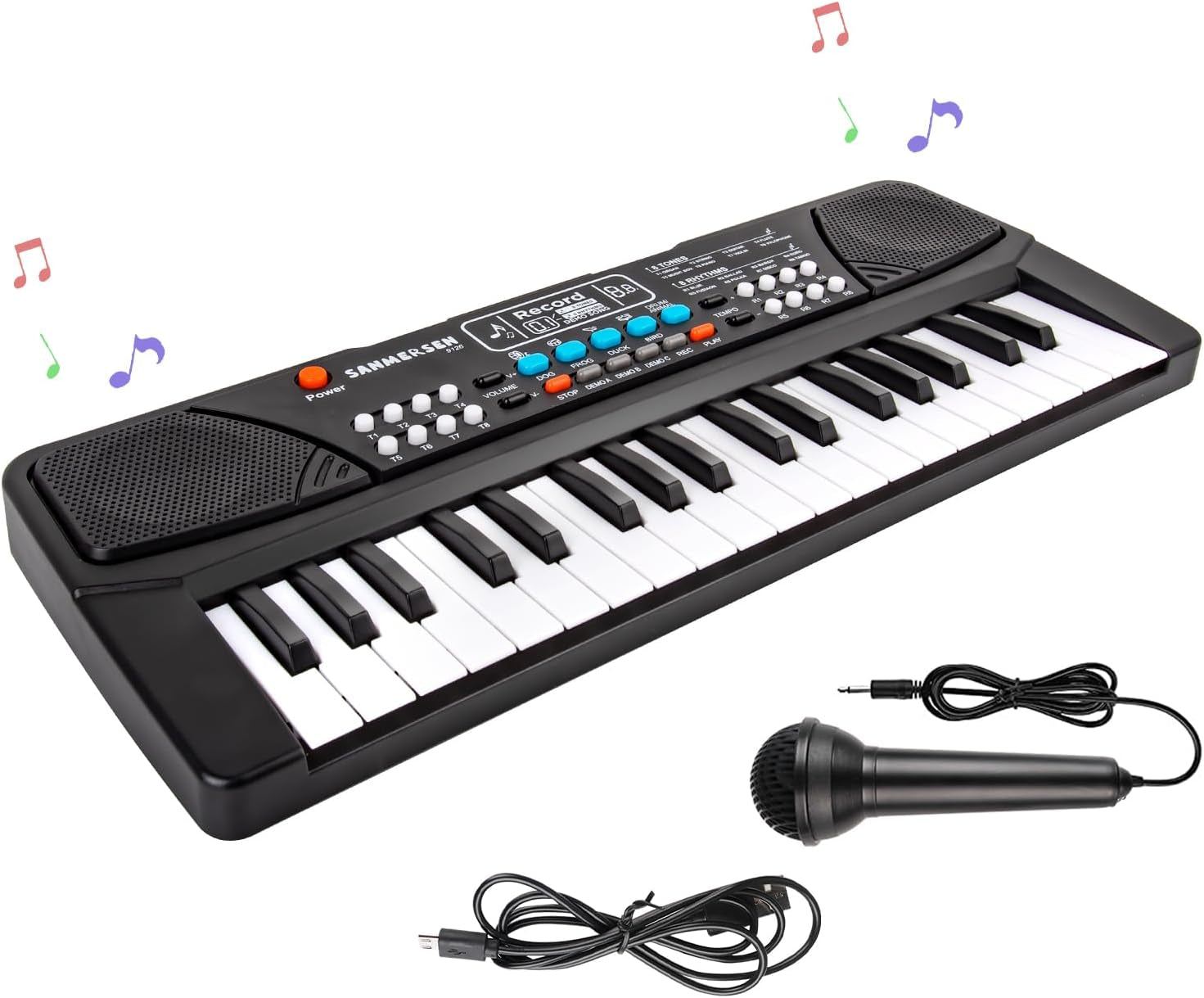  Kids Piano: 37-Key Electronic Keyboard with Microphone - Educational Musical Instrument for Beginner Boys and Girls (Ages 3-8)