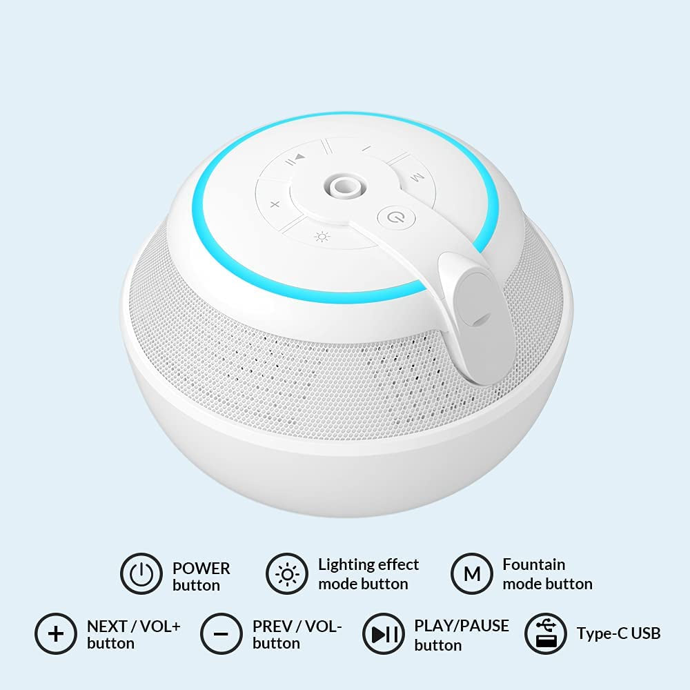 Waterproof Bluetooth Speaker - Floating Party Outdoor Pool Speakers with Lights and Deep Bass for Hot Tub Water (White)