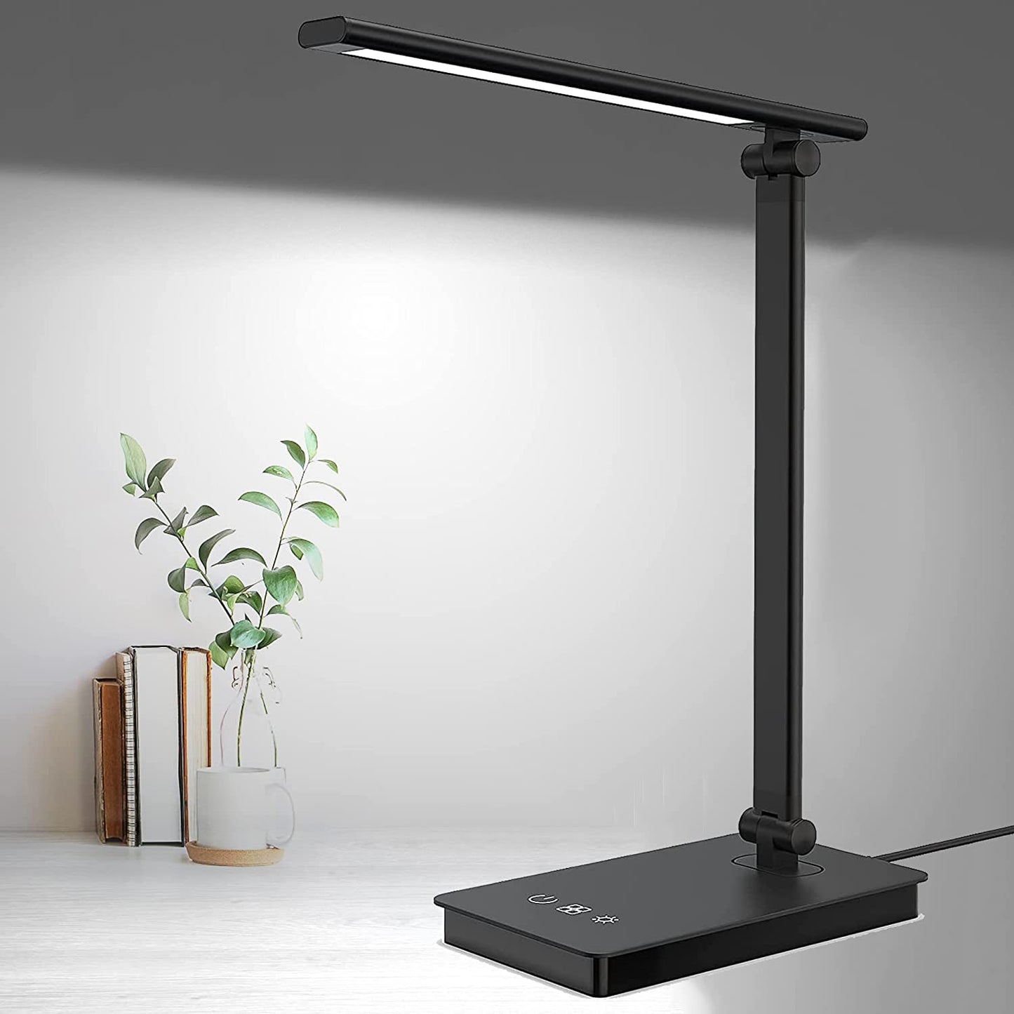 Dimmable LED Desk Lamp for Home Office: Enjoy an Eye-Caring Reading Desk Light with 5 Lighting Modes and 5 Brightness Levels. Featuring Touch Control and a Foldable Design, this Table Desk Lamp is Perfect for Bedside, Office, Study, Reading, and Work.