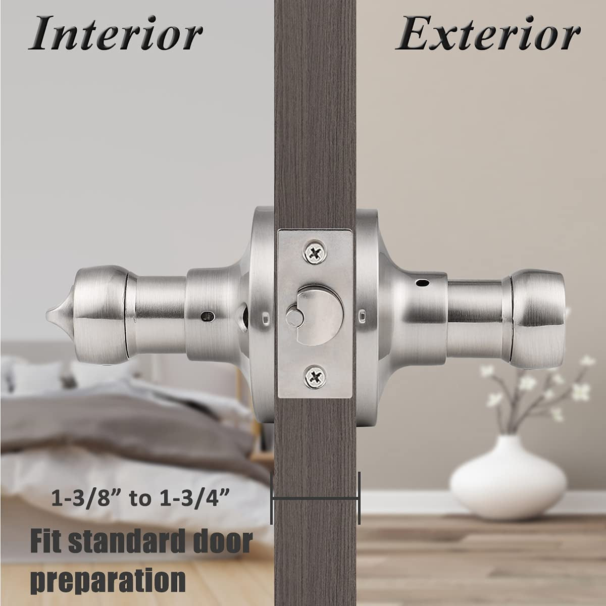 Wave Style Lever Handles for Entrance Door Knobs - Entry Door Locks in a Brushed Nickel Finish.