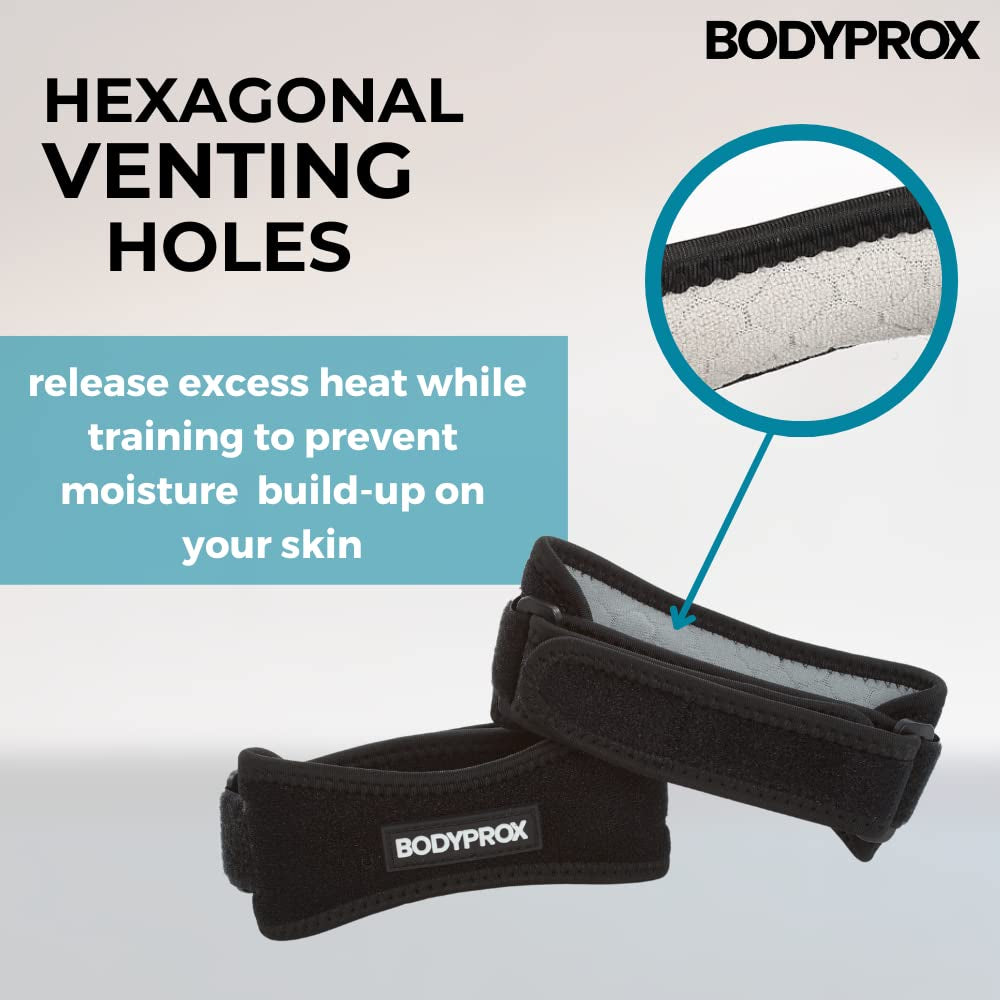 Knee Pain Relief Support Brace 2-Pack: Tendon Knee Straps for Hiking, Soccer, Basketball, Running, Jumpers Knee, Tennis, Tendonitis, Volleyball, and Squats