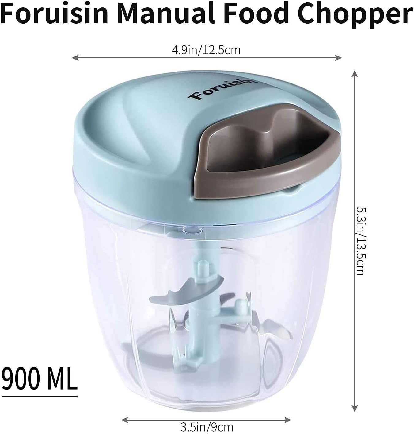 30oz Manual Food Chopper - Efficient Hand Held Vegetable Chopper/Blender for Fruits, Nuts, Herbs, Onions, Garlics, Salsa, Pesto, Coleslaw, and Puree