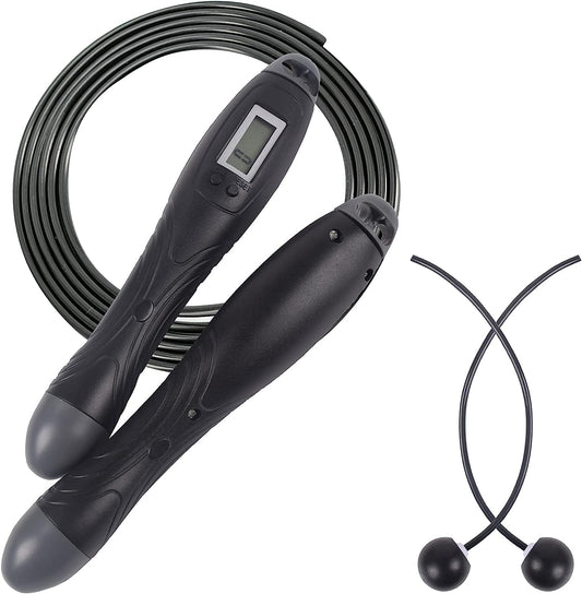 Digital Adjustable Cordless Jump Rope: Dual Mode for Training Fitness, High Speed Skipping Rope for Narrow Spaces, Tangle-Free and Safe for You and Children.