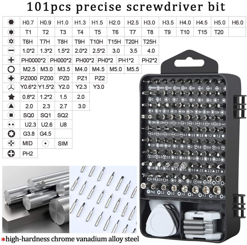  122-Piece Magnetic Precision Screwdriver Set for Electronics Repair - Compatible with iPhone, Mac, iPad, Tablet, Laptop, Xbox, PlayStation, Nintendo Switch, Eyeglasses, Watches, Cellphones, PCs, Cameras, and More