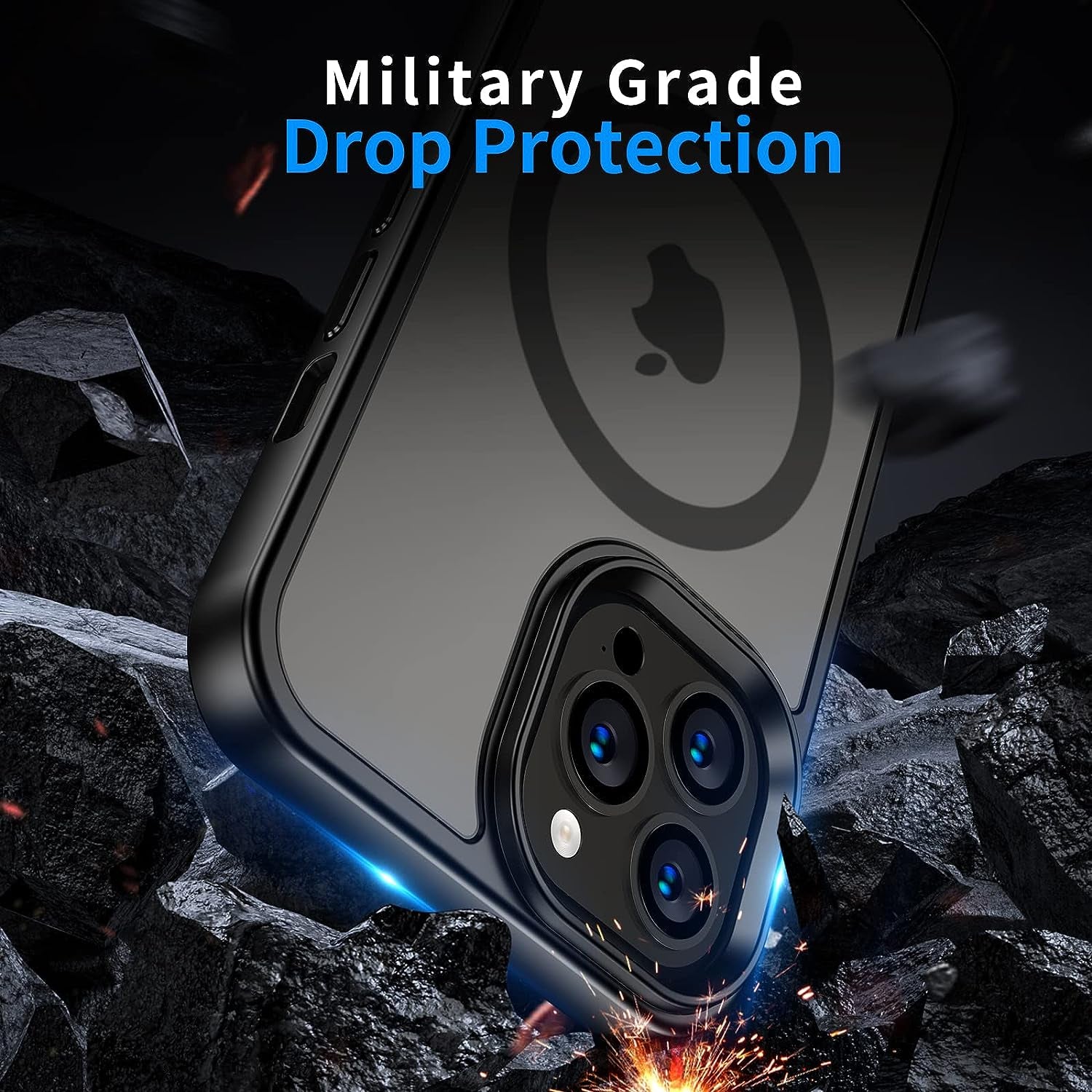 iPhone 14 Pro Max Case - Compatible with Magsafe - Military-Grade Protective Cover - Shockproof Design - Features Magnetic Apple Cases - Color: Matte Black - Specifically Designed for iPhone 14 Pro Max.