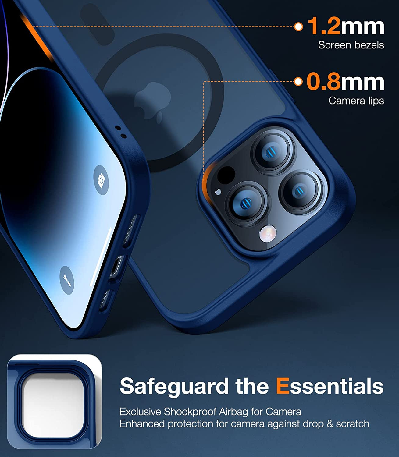 Magnetic Guardian Case for iPhone 14 Pro Max - Military Grade Drop Tested - Compatible with MagSafe - Slim and Translucent Matte Design - Designed for iPhone 14 Pro Max (6.7") - Color: Blue.