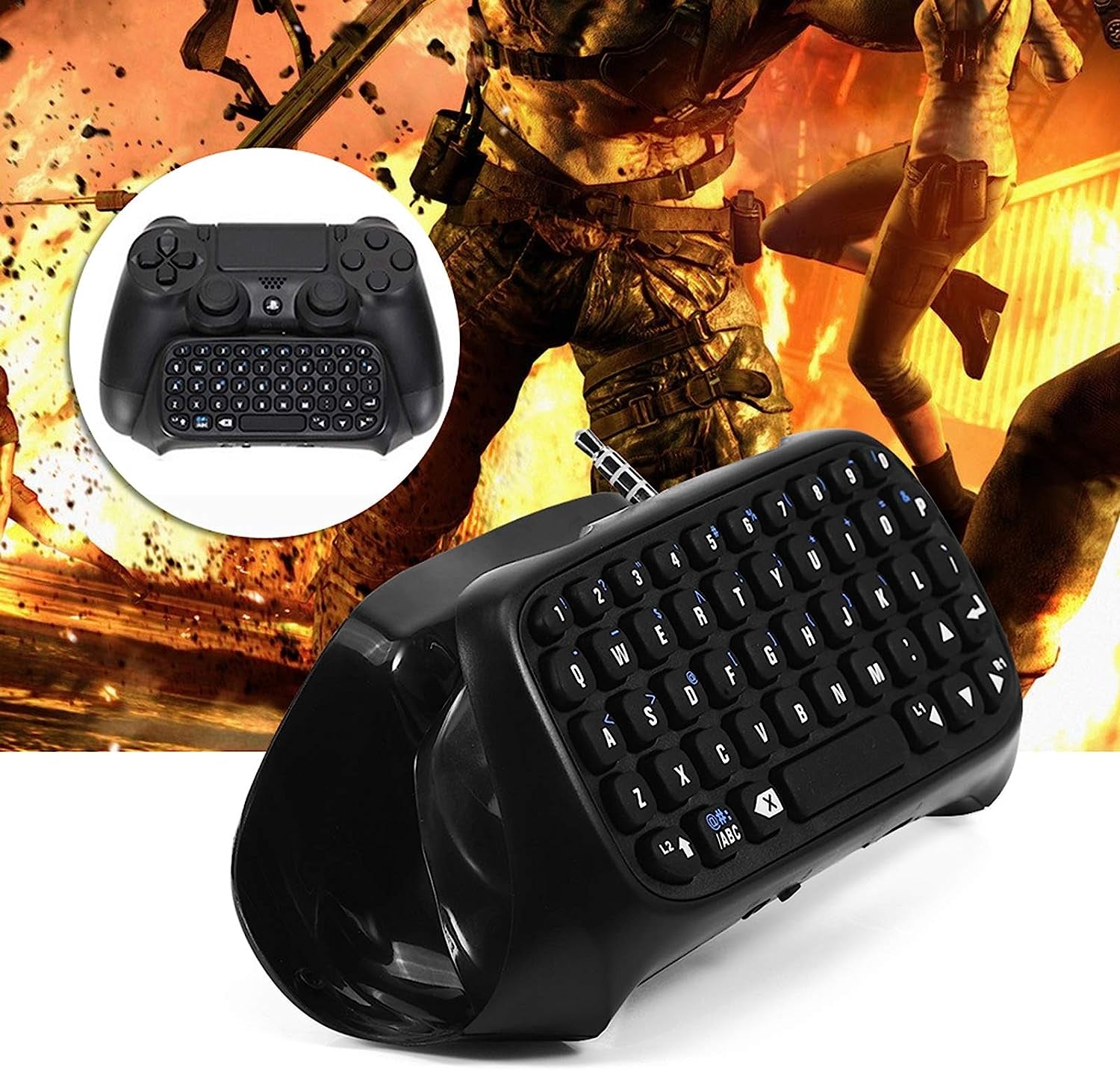 Digital Mini BT Keyboard Chatpad for Playstation 4 - Portable Chatpad with BT Message Key Pad designed to fit Gaming Controller. Features Built-in Speaker and USB Connectivity.
