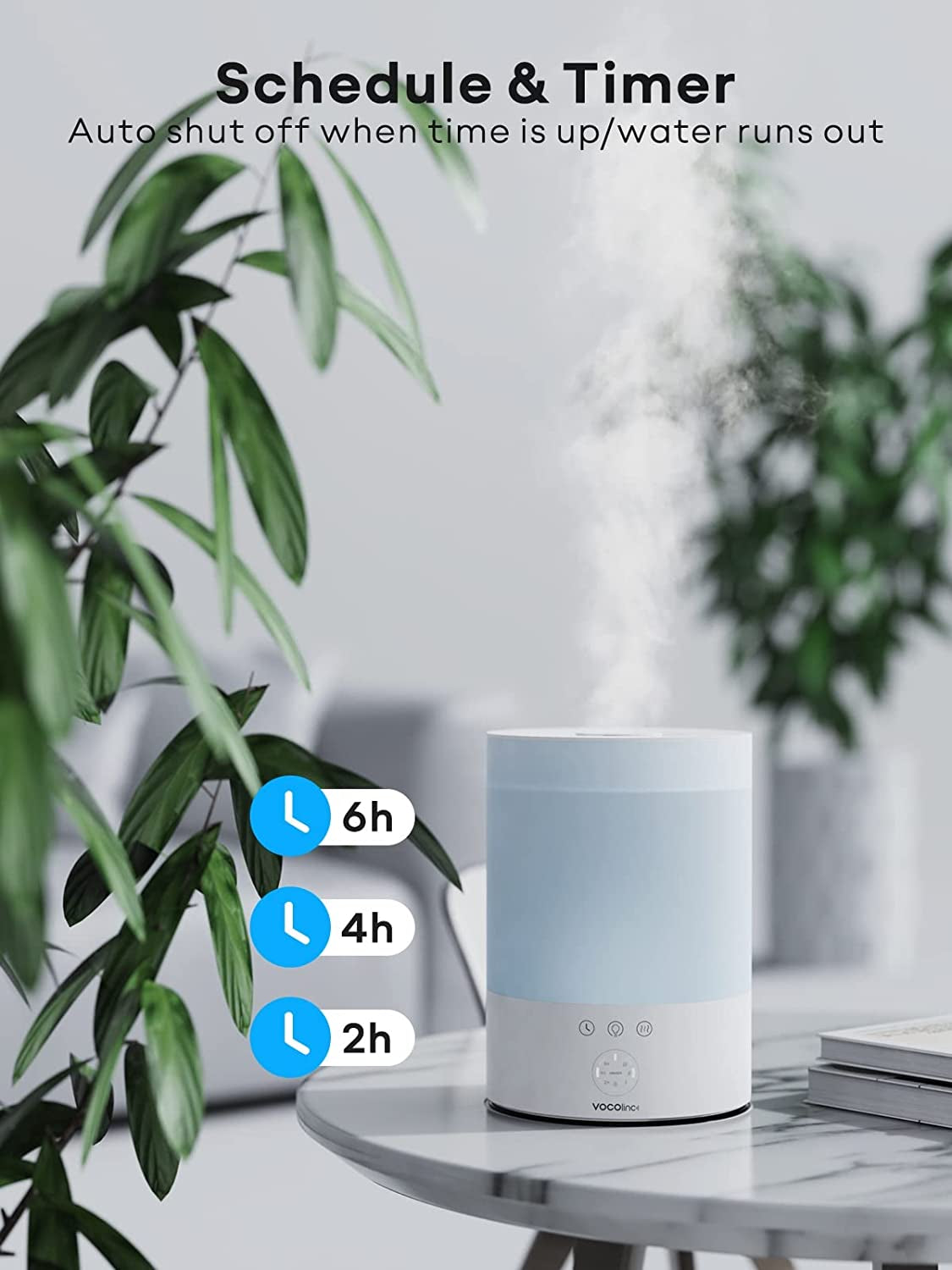 Smart Cool Mist Humidifier: 2.5L Humidifier with Auto-Target, Child Lock, 16 Million Colors, Suitable for Plants and Babies, Compatible with Apple HomeKit, Alexa, and Google Assistant