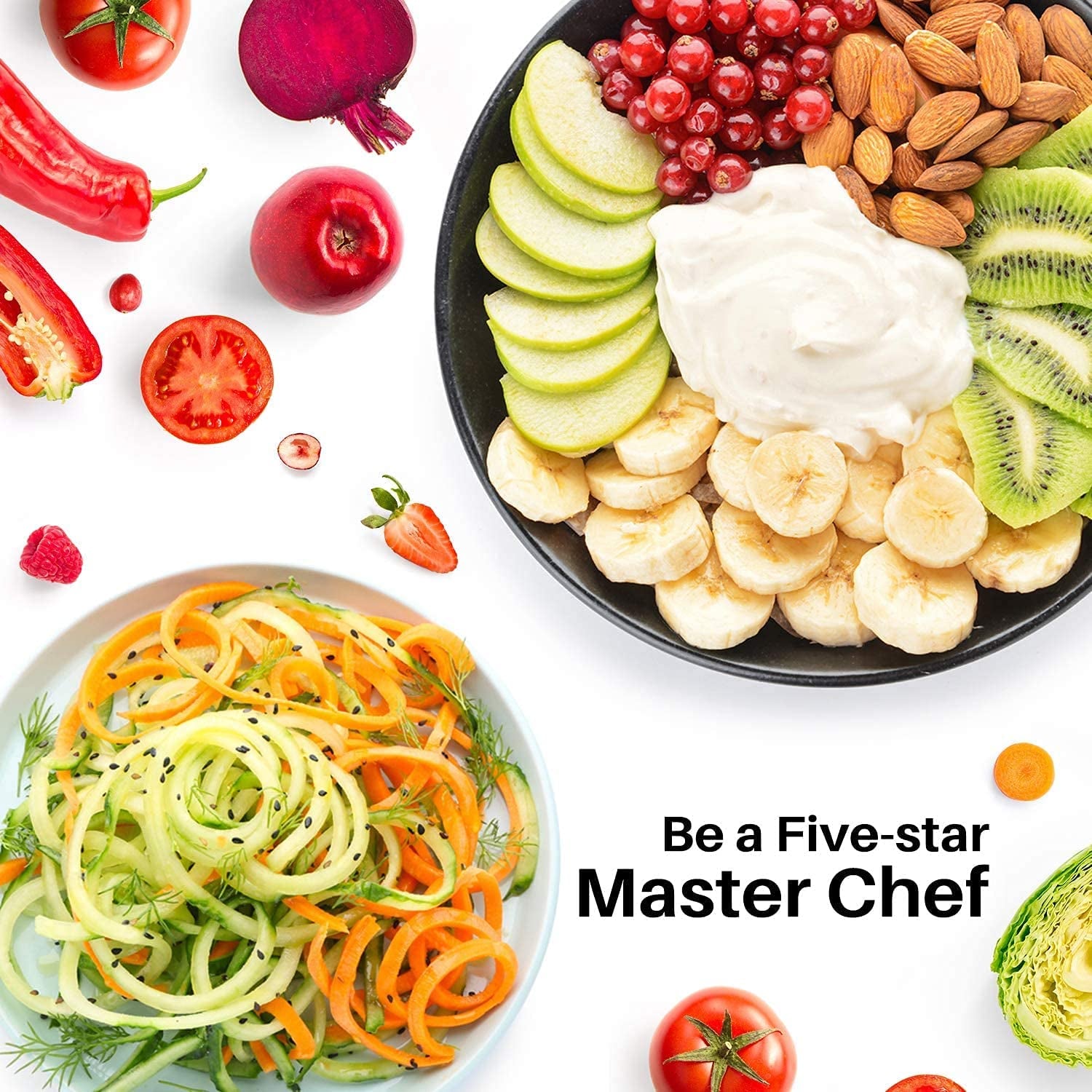 Spiralizer Plus Attachment for KitchenAid Stand Mixer - Includes Peel, Core, and Slice Functions, Vegetable Slicer with 5 Blades (Not KitchenAid Brand Spiralizer).