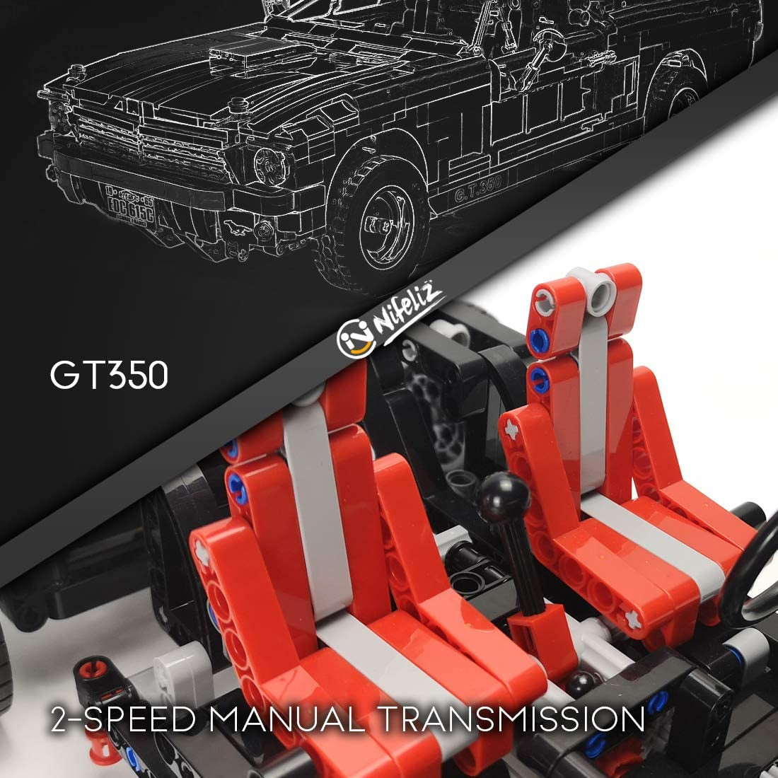  GT350 Race Car Building Set - High-Quality Muscle Car Replica with 1,817 Pieces