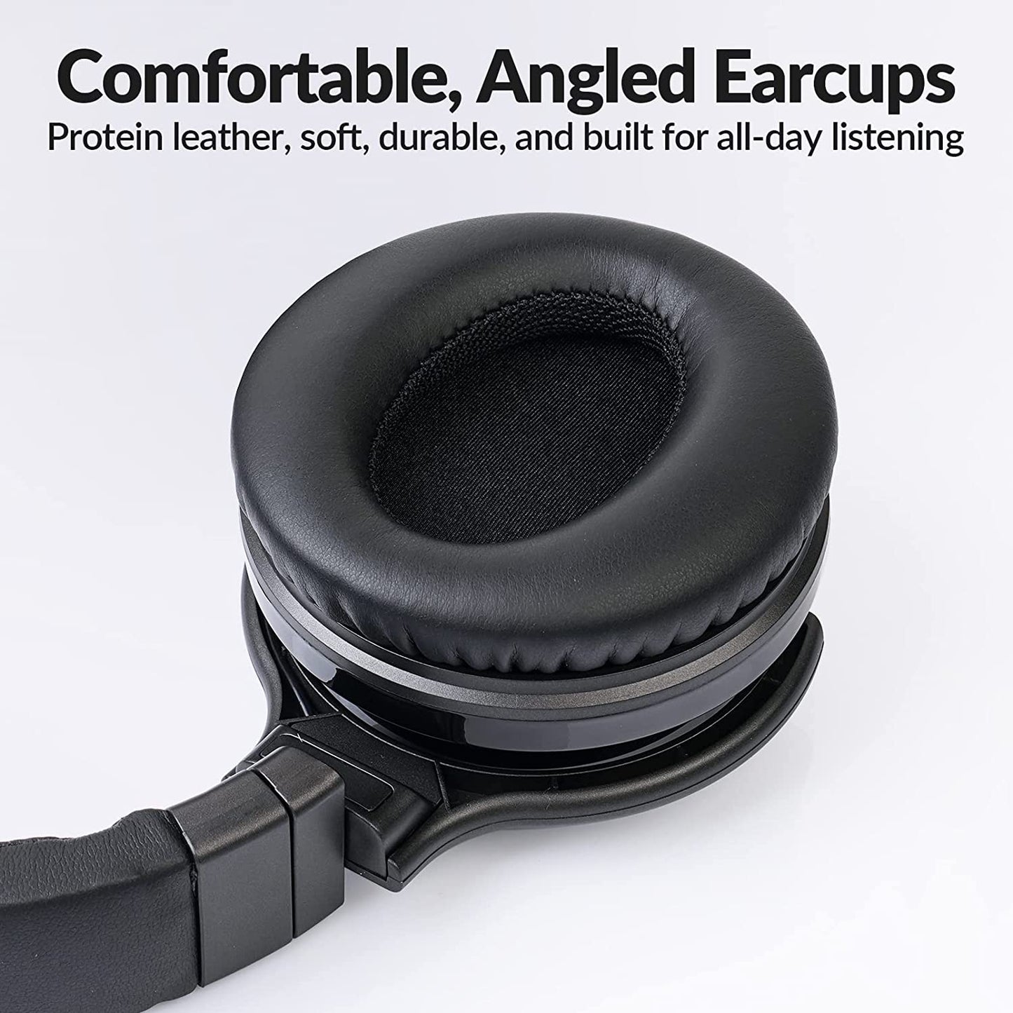 E7 Pro Wireless Bluetooth Headphones - Adjustable Overhead Active Noise Cancelling Headphones with 30-Hour Playtime, Soft Memory Protein Earmuffs, and Powerful Bass for Travel, TV, and Class Black