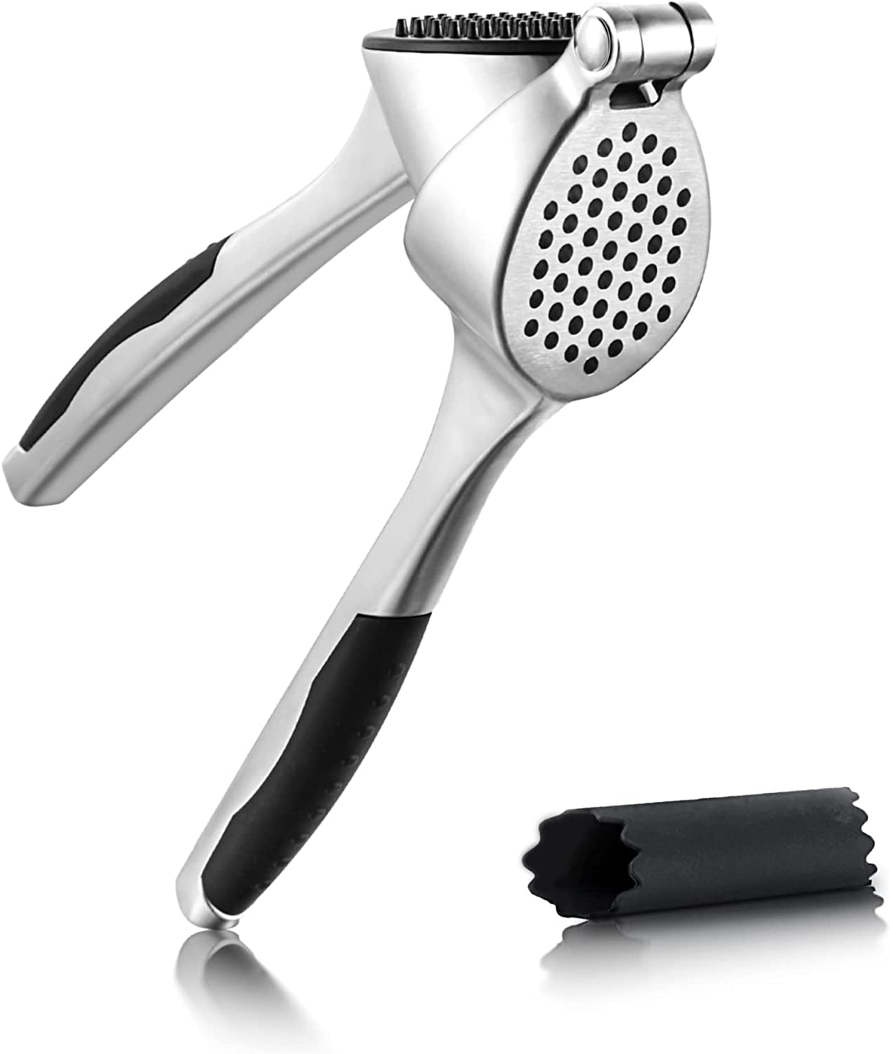 Premium Garlic Press, Mincer with Cood Ergonomic Grips, Professional Garlic Presser Crusher and Peeler Set, Sturdy Ginger Press for Nuts & Seeds, Easy to Clean and Dishwasher Safe