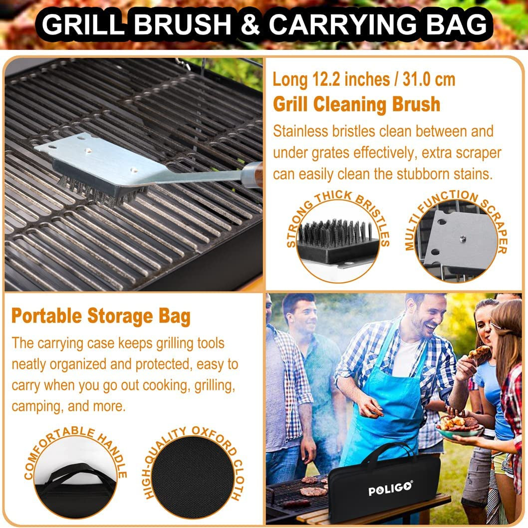 26-Piece Stainless Steel BBQ Tools Set with Bag - Ideal Grilling Gifts for Father's Day, Birthdays, and More - Complete Grilling Utensils Kit for Barbecue, Camping, and Outdoor Cooking.