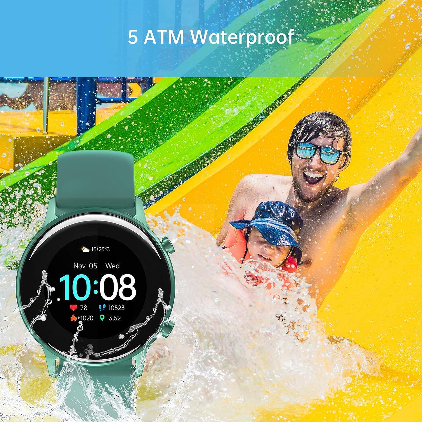 Smart Watch for Android and iOS Phones - A Fitness Tracker with Heart Rate Monitoring, Sleep Tracking, Blood Oxygen Monitoring, and 17 Exercise Modes. Designed for both Men and Women, it's an Activity Tracker with 5ATM Water Resistance.