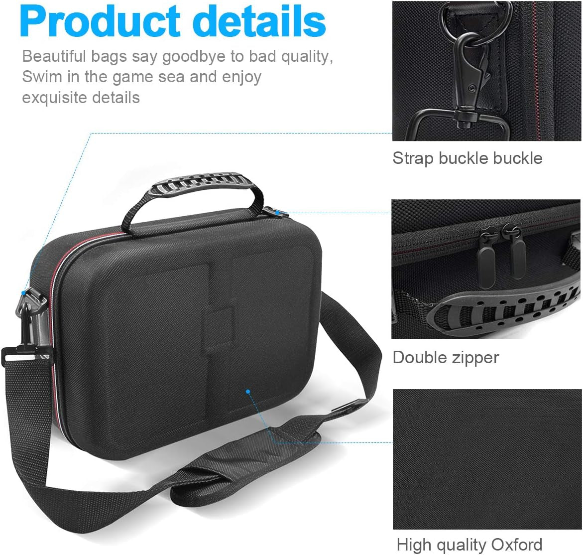 Durable Hard Shell Travel Case for Nintendo Switch Console with Joycon and Accessories - Enhanced Protection, Soft Lining, and Shoulder Strap Included