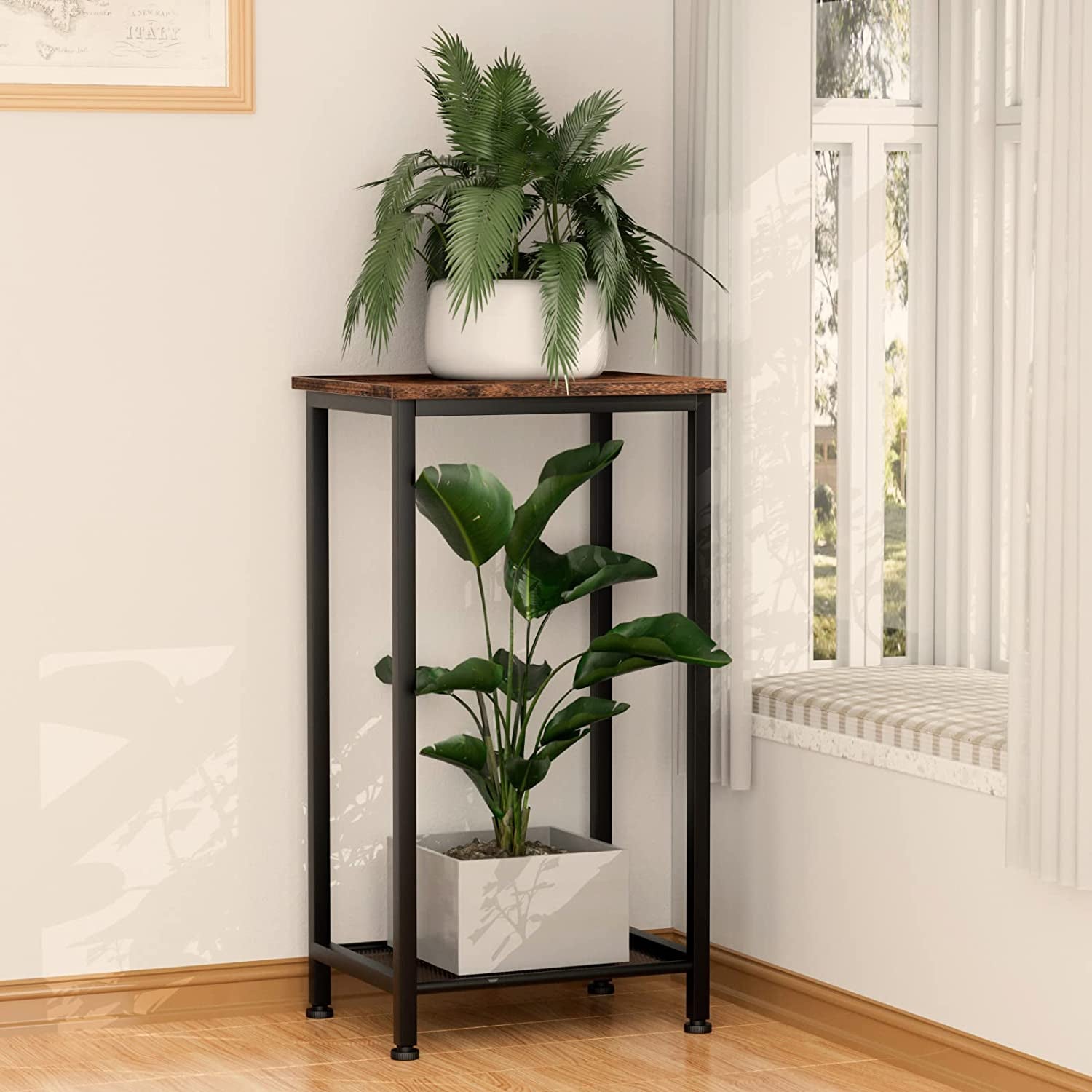 Small Tall Side Table - 28.75" H Elegant Telephone Table with Storage Shelf for Corner Living Room, Bedroom, Entryway, and Office Use