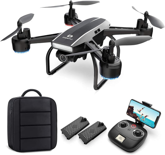 Drone for Adults - 2K Ultra HD FPV Live Video, 120° Wide Angle, Altitude Hold, Headless Mode, Gesture Selfie, Waypoints Functions - RC Quadcopter with 2 Batteries and Backpack