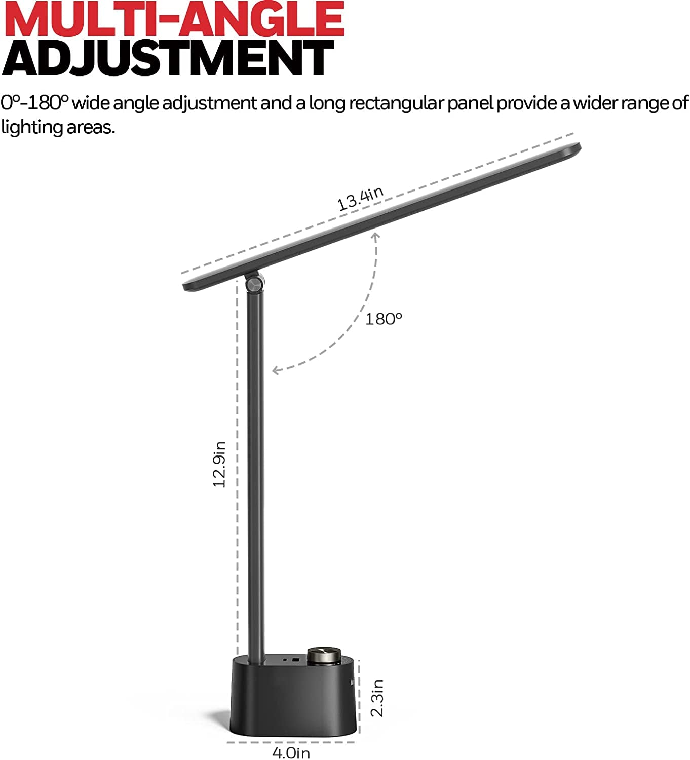 Dimmable LED Desk Lamp with USB A+C Dual Charging Port and Eye-Caring Foldable Design - 3 Color Modes for Home Office Bedroom Reading Study Work (Black)