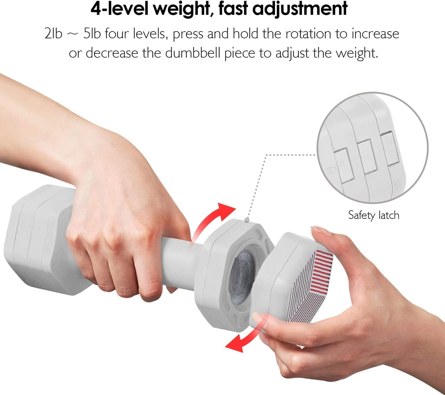 Adjustable Weight Dumbbells Set - One Pair, 4lb to 10lb (2-5lb Each), Free Weights for Home Gym, Ideal for Strength Training, Available in 3 Colors.