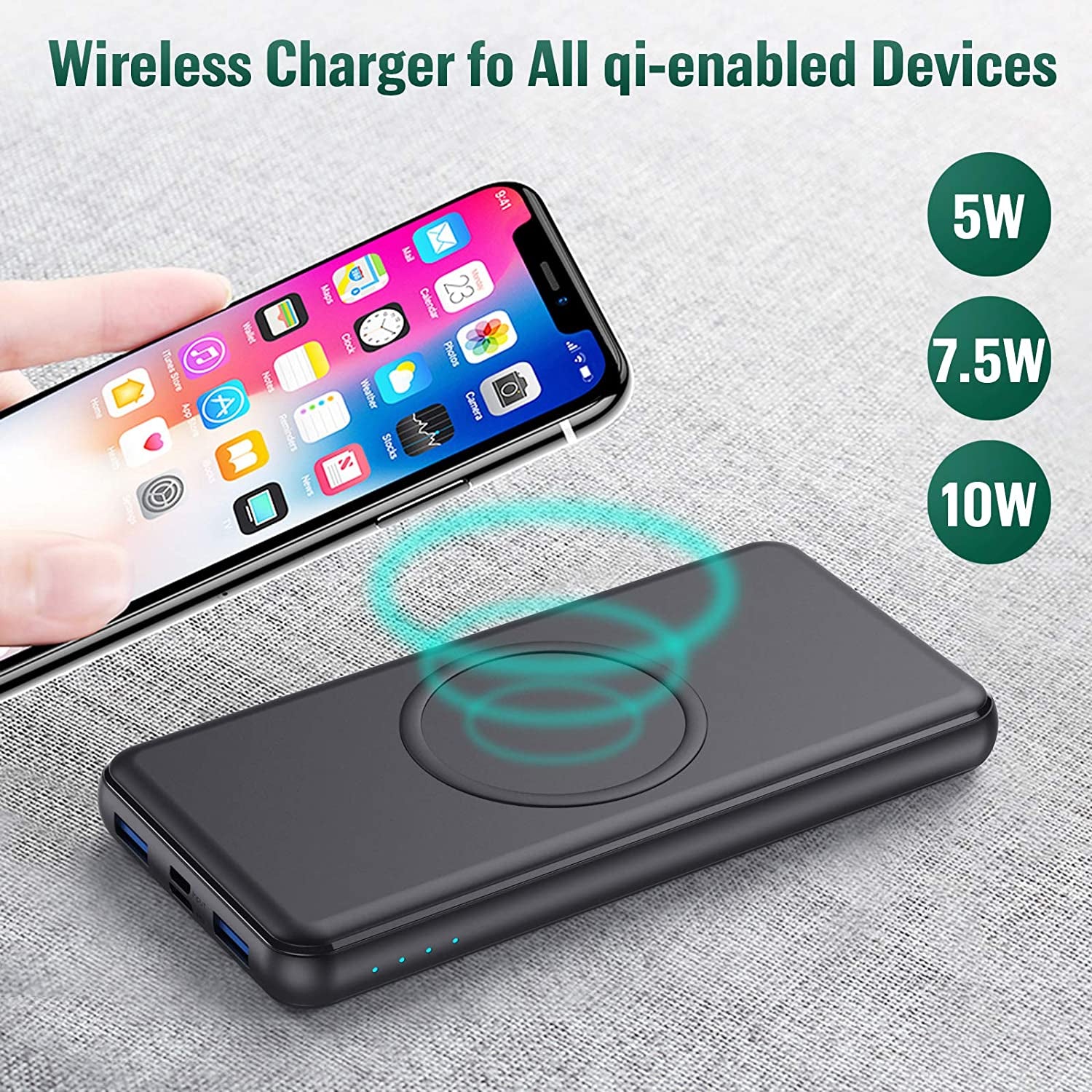 26,800mAh Wireless Power Bank with Fast Charging and Simultaneous Charging for iPhone, Samsung, and More