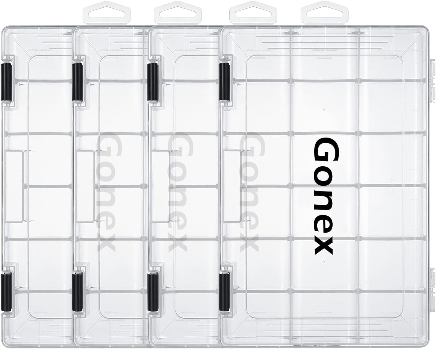 Transparent Fishing Tackle Boxes with Adjustable Dividers - 3600/3700 Tackle Trays for Efficient Fish Tackle Storage - Plastic Box Organizer - Available in 3 or 4 Packs