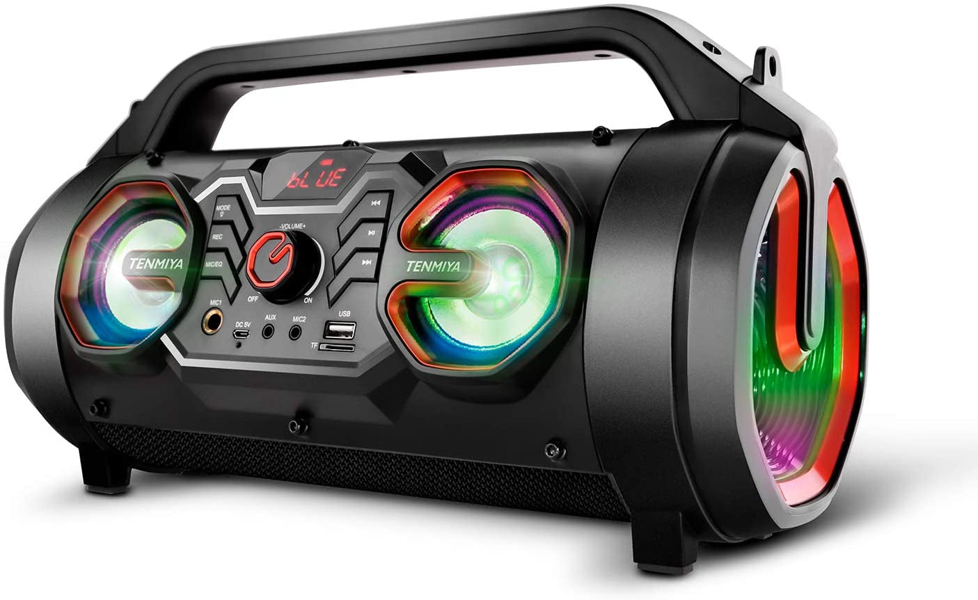 Bluetooth Speakers: 30W Portable Outdoor Boombox with Subwoofer, Colorful Lights, EQ, Stereo Sound, and Booming Bass. Enjoy 10H Playtime with this Wireless Speaker for Home Party, Camping, and Travel.