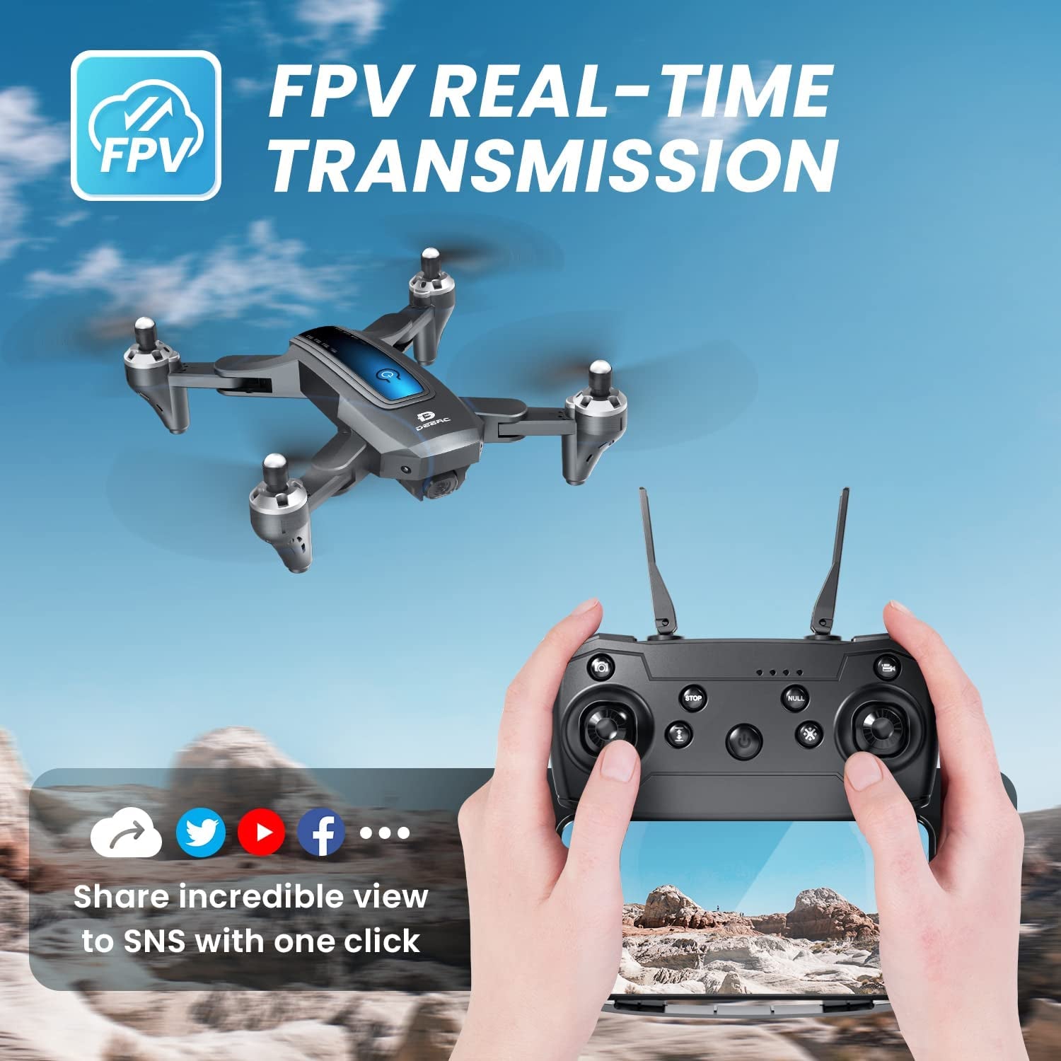 Drone with 2K HD Camera - Designed for Adults and Kids, Equipped with FPV Live Video, Gravity Control, Altitude Hold, One Key Start, Headless Mode, 3 Speeds, and Waypoints Functions; Comes with Carrying Case