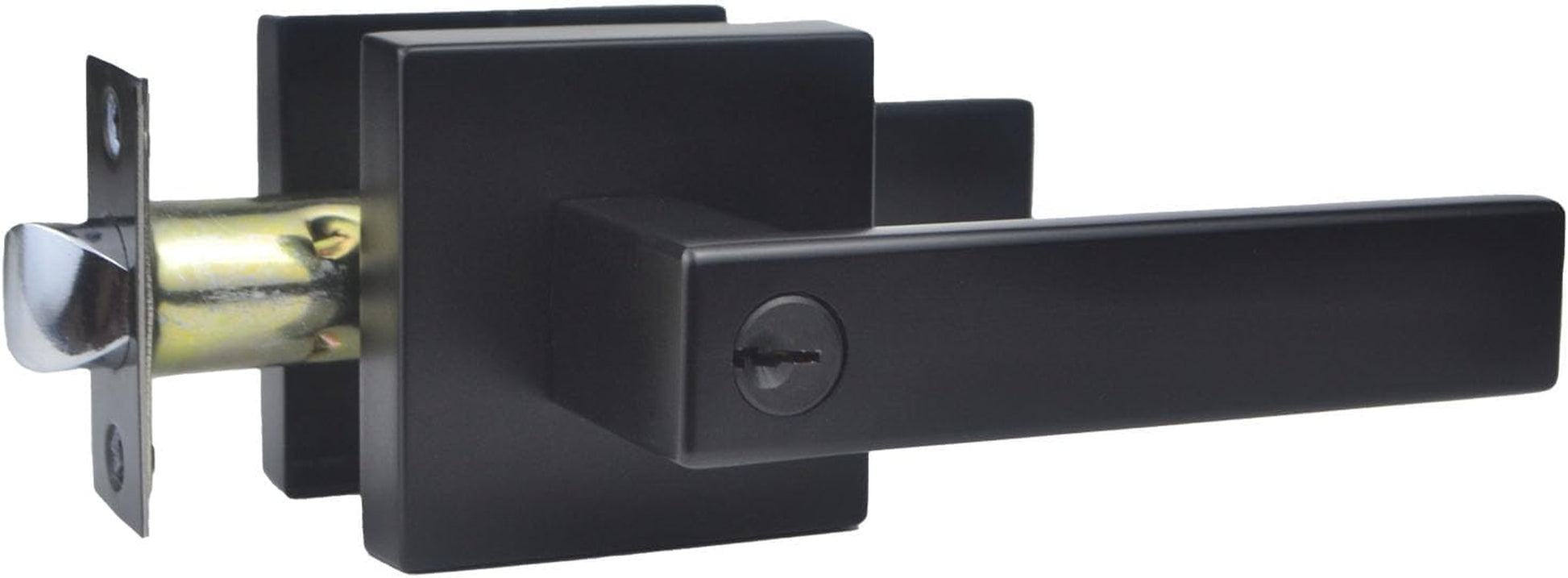 Matte Black Straight-Style Door Lever with Keyed-Alike Entry Function - Includes Exterior and Interior Entry Lock with Keys. Suitable for Both Left and Right-Handed Doors. Available in a 1-Pack.
