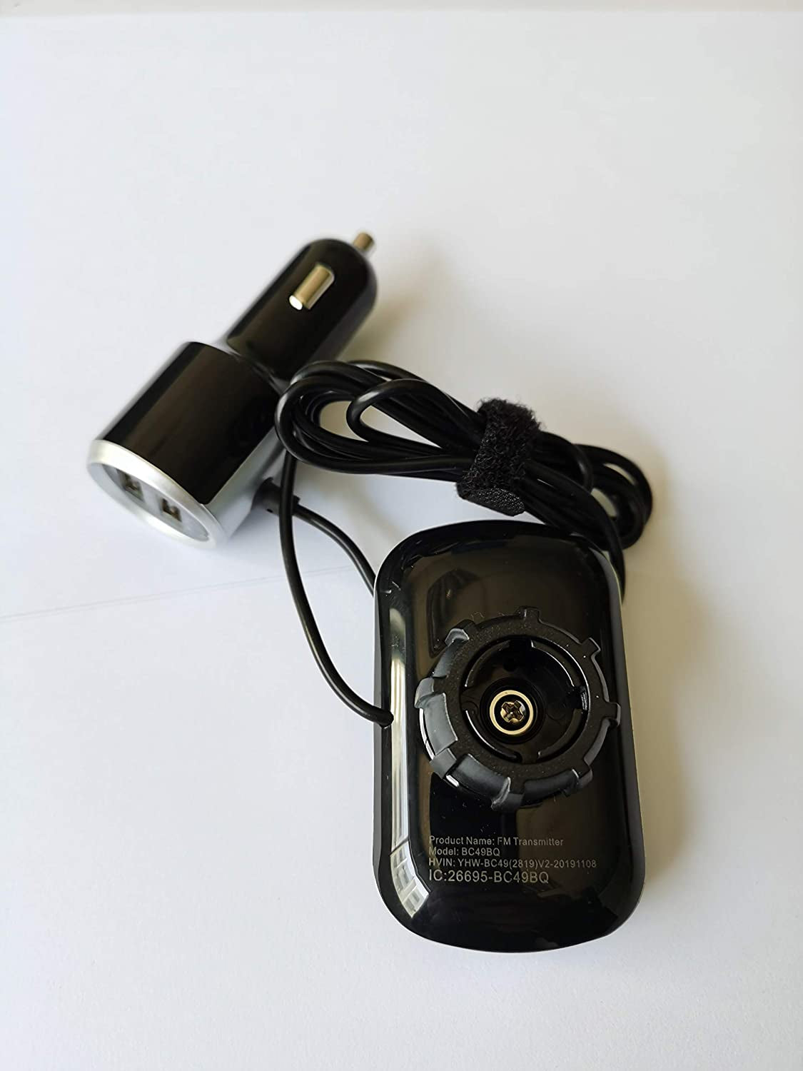  Bluetooth 5.0 Car FM Transmitter with 7 Color Light, QC3.0/2.4A USB Car Charger, Siri and Google Assistant, Handsfree Mp3 Player