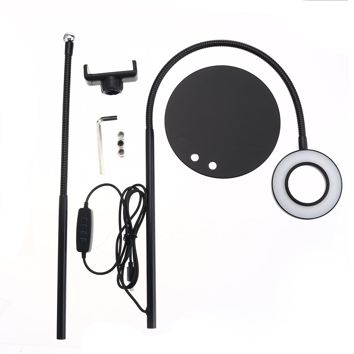 Professional Selfie Ring Light with Flexible Desk Lamp Arm - LED Fill Beauty Light with 11 Brightness Levels and 3 Color Dimmable Options for Live Streaming, Table Stand, and Phone Clip - Ideal for Youtube and Tiktok