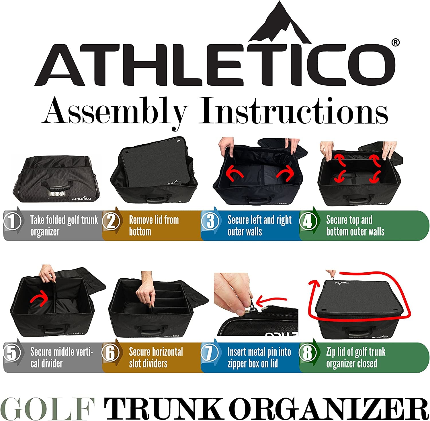 Golf Trunk Organizer - Premium Car Storage Solution for Golf Accessories - Conveniently Collapsible