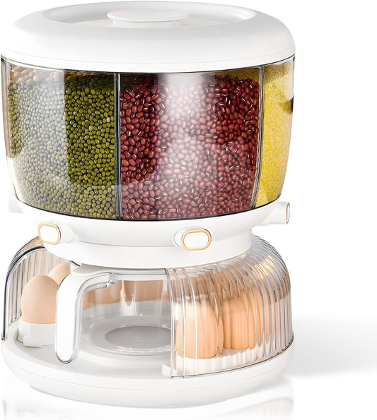 360° Rotating Large Grain and Rice Dispenser: Food Dispenser for Easy Access, Ideal for Storing Lentils, Small Beans, Barley, Oats, Rice, and Millets