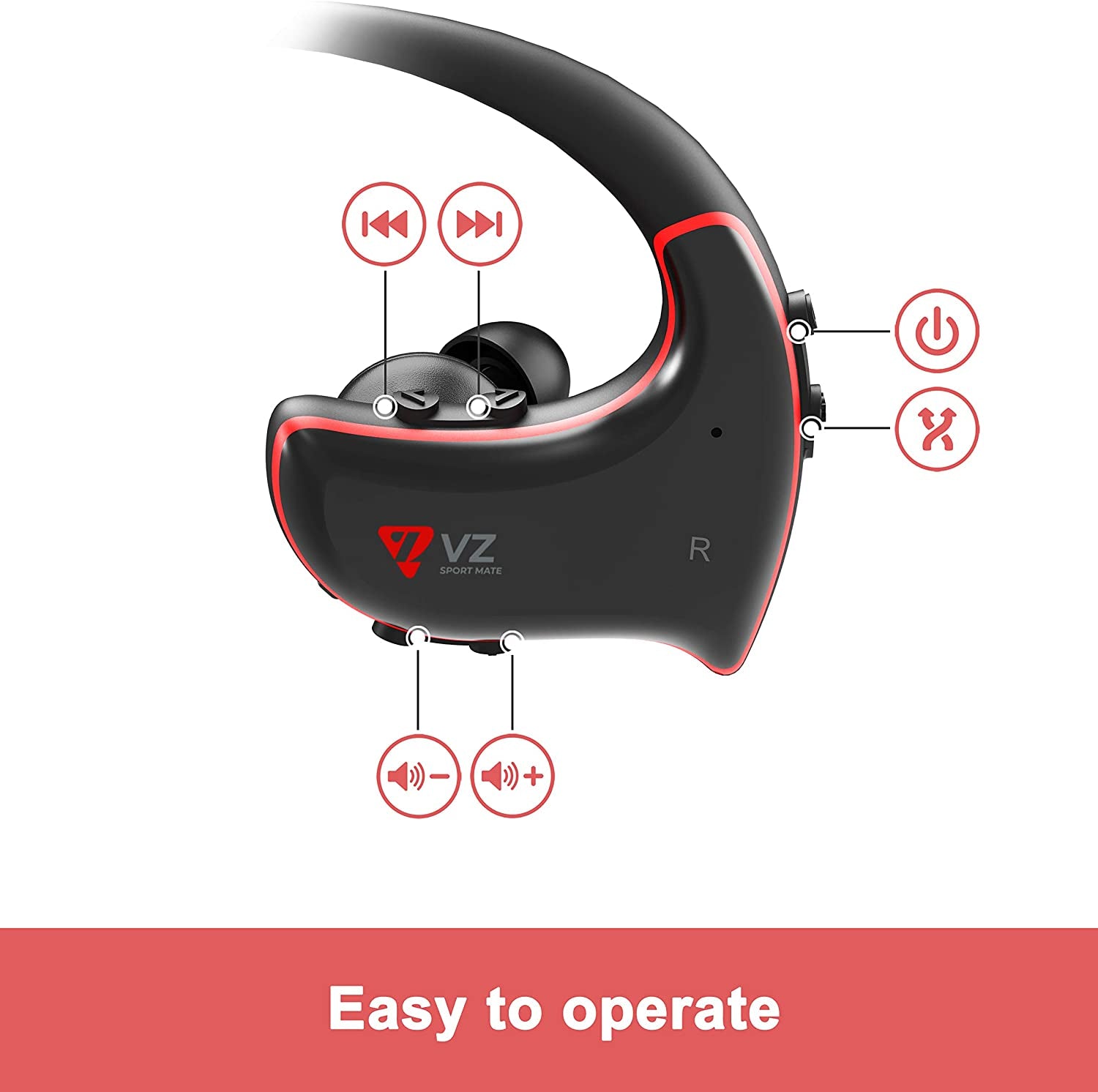 Bluetooth MP3 Player Sweatproof Headphones and 16GB TF Card - Provides Lossless Sound for Running, Gym, and Audiobooks