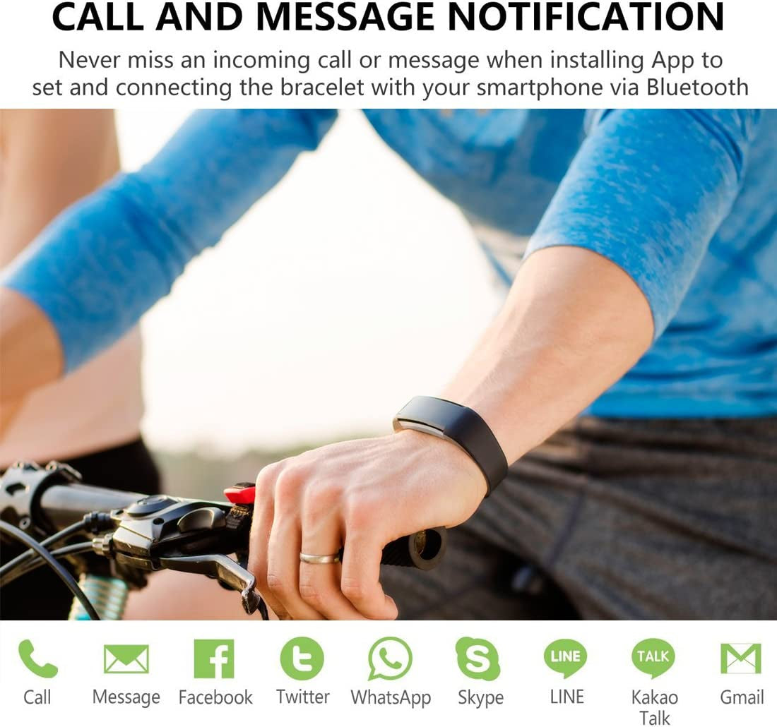 Smart Fitness Tracker with Heart Rate Monitor, Sleep Tracker, and Activity Pedometer for Android and iOS Smartphone