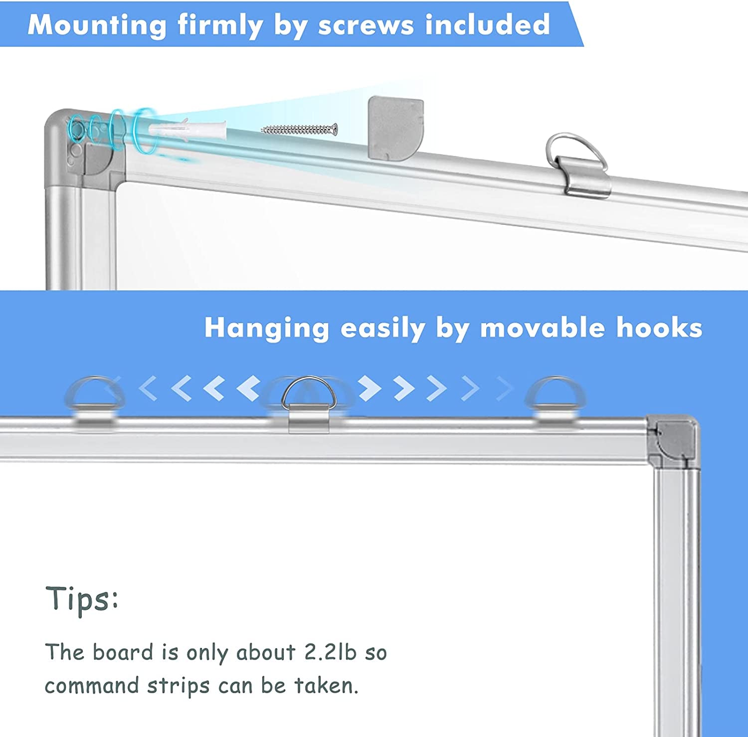 Magnetic Wall-Mounted Whiteboard - Lightweight Whiteboard for Home, Office, School, and Kids - 24 x 18 Inches with a Silver Frame.