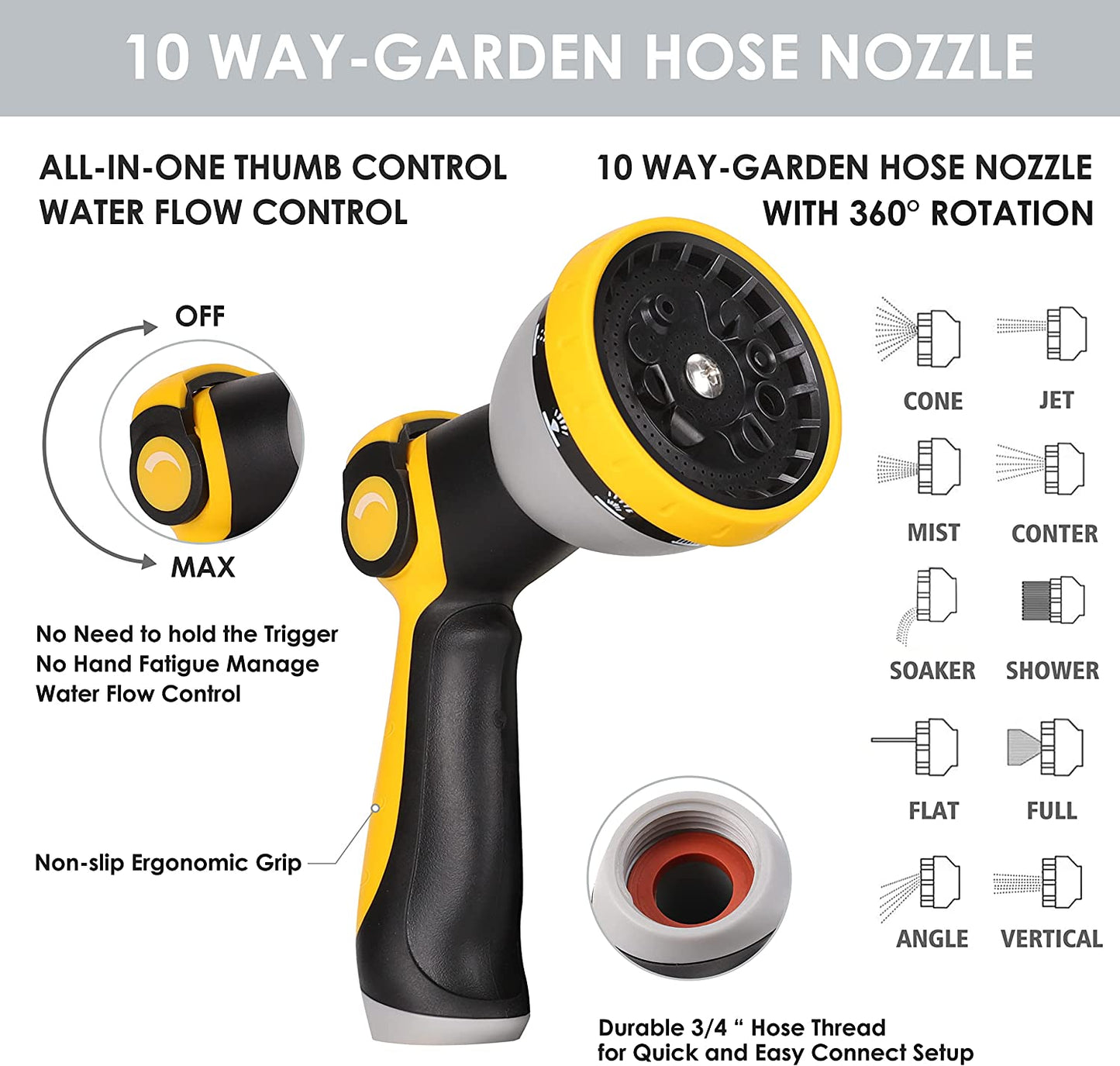25 ft Expandable Garden Hose: Comes with a 10 Function Nozzle, Triple Core Latex, and 3/4" Solid Brass Fittings. Lightweight, Kink-Free, Retractable, and Collapsible for Flexible Gardening. Available in Black.