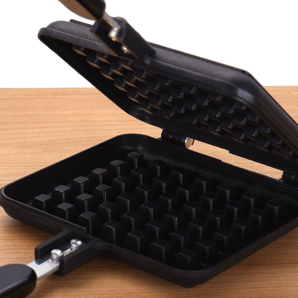 Waffle Maker: Non-Stick DIY Waffle Baking Mould Tray with Handle for Stovetop Cooking.