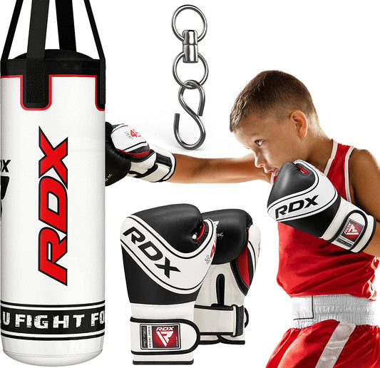 Junior Kick Boxing Training Set with Punching Bag, Gloves, Punch Mitts, and Youth MMA Gear - 2FT