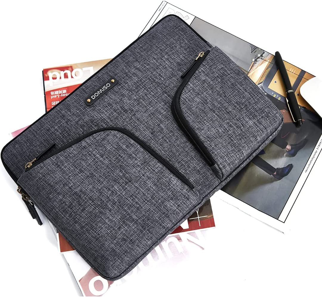 14 Inch Waterproof Laptop Sleeve: Slim Canvas Computer Bag with Back Handle. Designed for 14" Laptops, including Apple, Lenovo, Acer Chromebook 14, HP Pavilion 14, Dell, ASUS, MSI, and more. Color: Dark Grey.