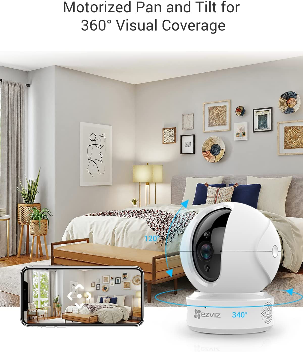 Indoor Pan/Tilt Wi-Fi Security Camera 2K+, Smart Tracking, Two-Way Talk with Google Assistant and Amazon Alexa Compatibility