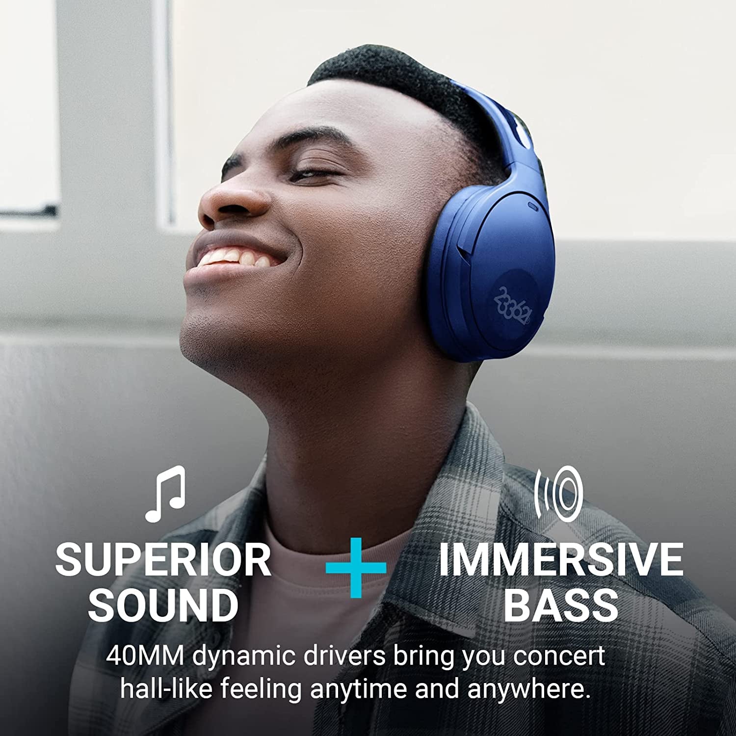 Hush-Onyx Active Noise Cancelling Headphones - Wireless Over-Ear Bluetooth Headphones with 100 Hours of Playtime, Custom App Support, Built-in Mic, Lightweight, Comfortable Fit for Everyday Use