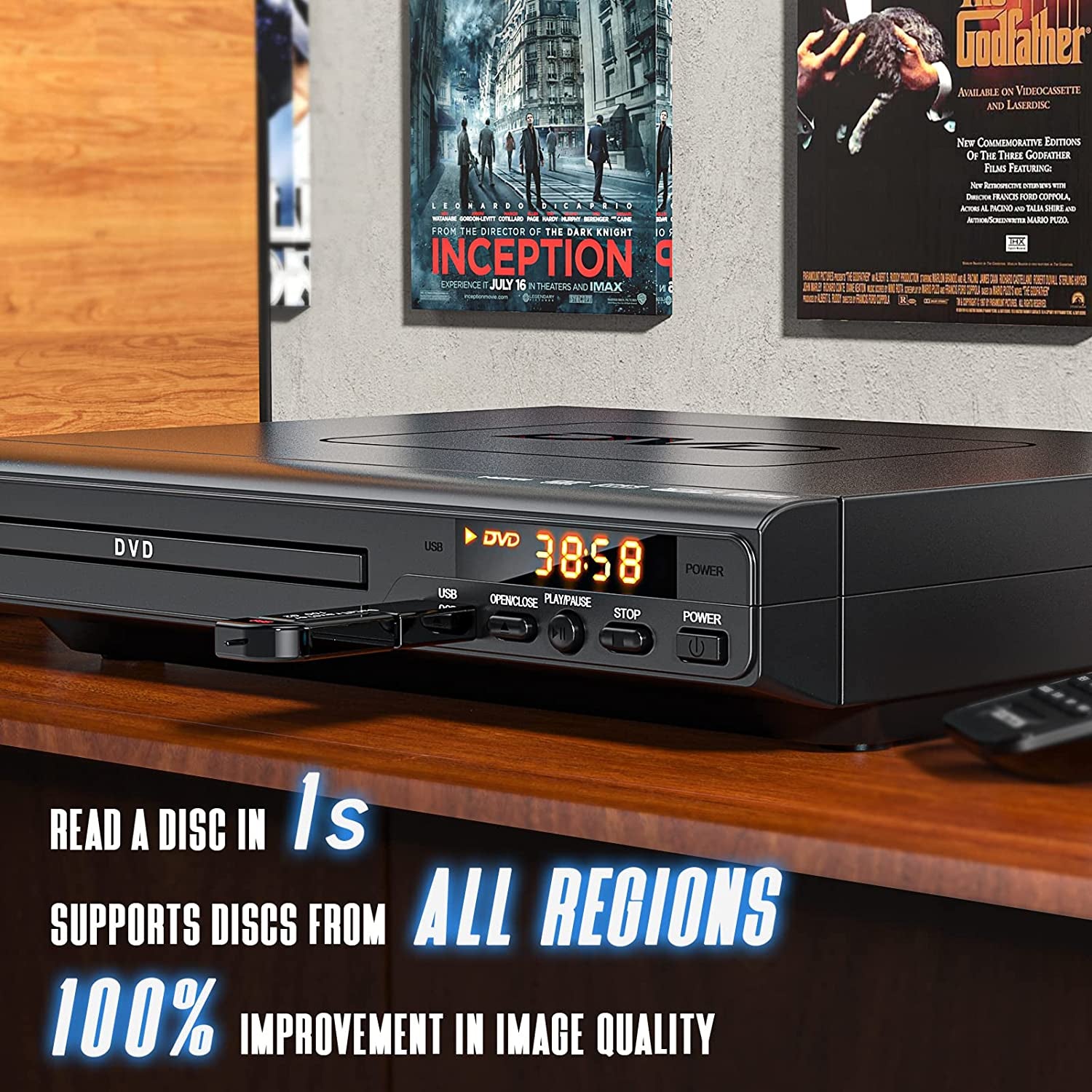 DVD Player for TV with HDMI - A Region-Free DVD Player designed for simplicity, making it ideal for the elderly. This DVD Player also serves as a CD Player for Home Stereo Systems and includes both HDMI and RCA Cables.